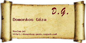 Domonkos Géza névjegykártya