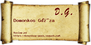 Domonkos Géza névjegykártya
